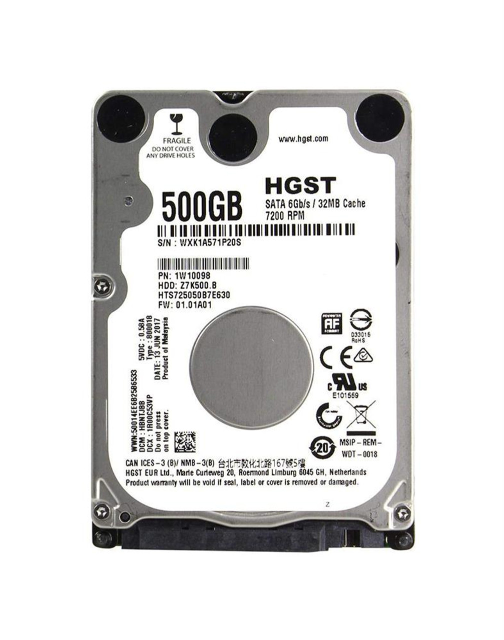 HTS725050B7E630 HGST Hitachi Travelstar Z7K500.B 500GB 7200RPM SATA 6G