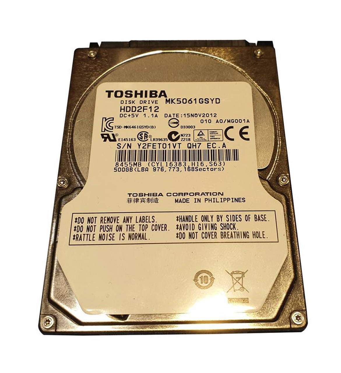 HDD2F12ASL51T Toshiba 500 GB Hard Drive - 2.5