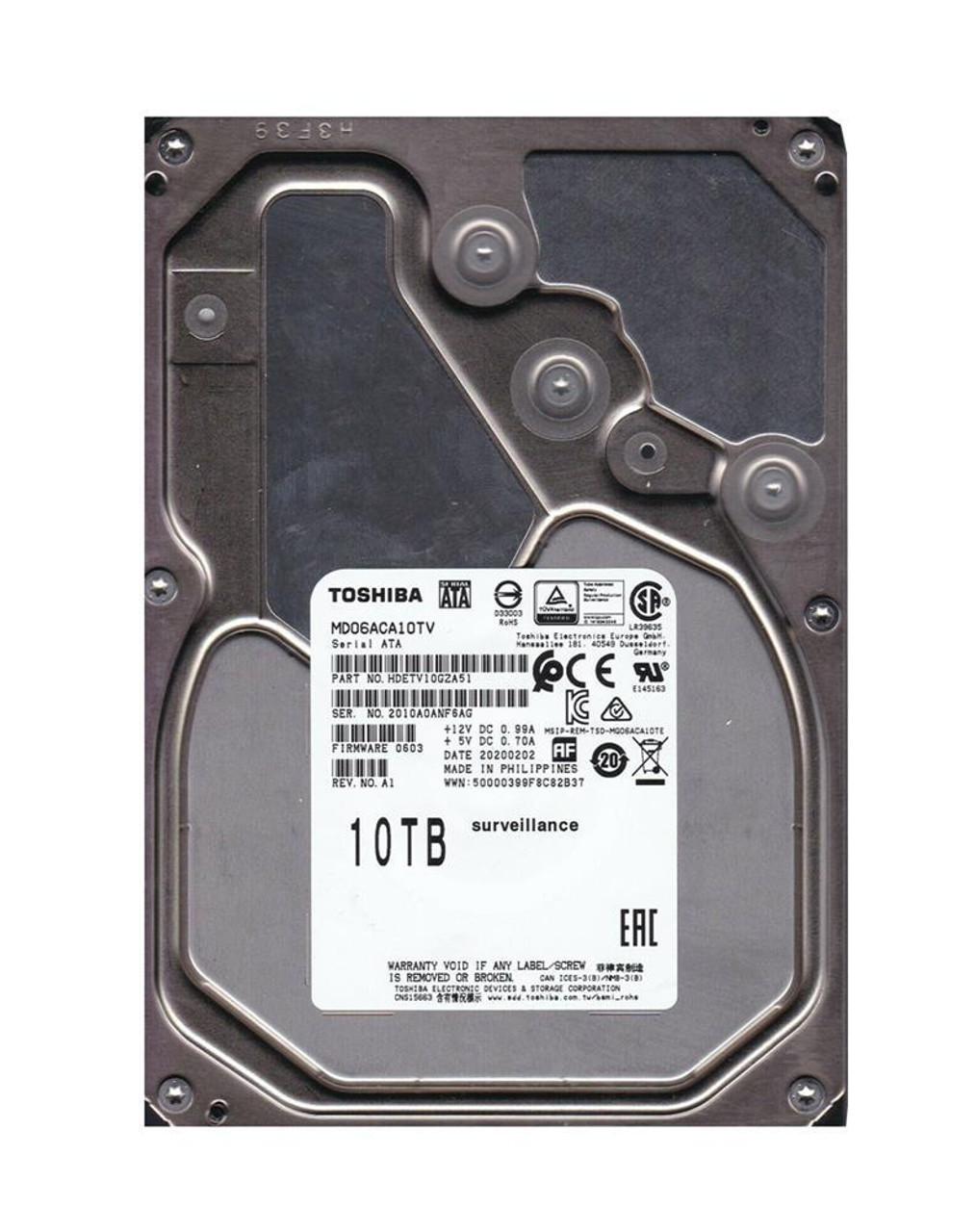 HDETV10GZA51F Toshiba 10TB 7200RPM SATA 6Gbps 3.5-inch Internal Hard Drive