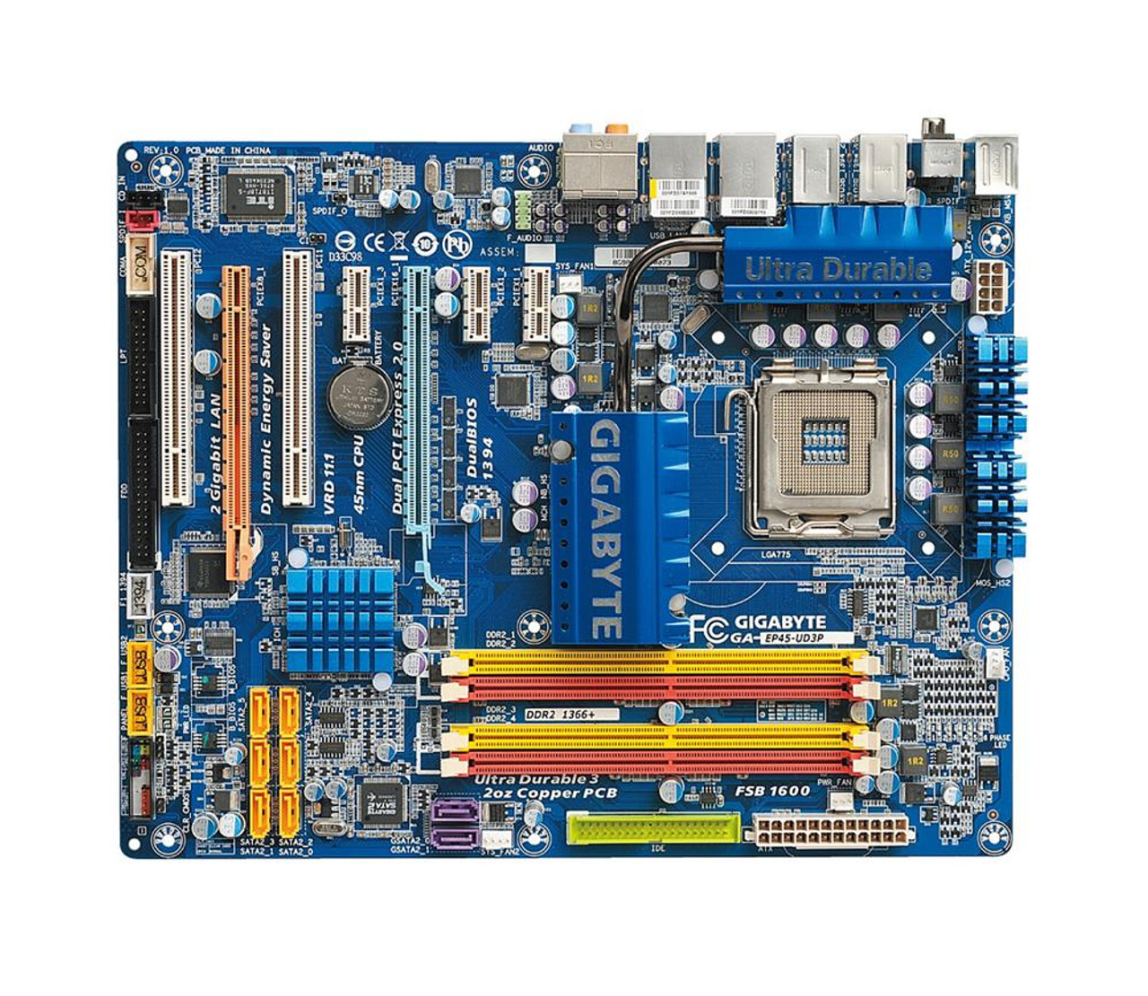 GA-EP45-UD3P Gigabyte P45/ICH10 Chipset Core 2 Extreme/ Core 2 Quad/ Core 2  Duo/ Pentium Dual Core/ Celeron Processors Support Socket LGA775 ATX Mothe