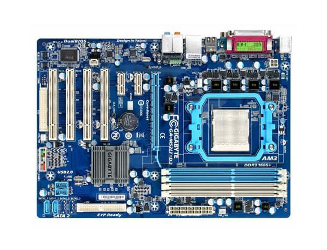 GA-M52LT-D3 Gigabyte Socket AM3 Nvidia nForce 520LE Chipset AMD Phenom II/  Athlon II Processors Support DDR3 4x DIMM 2x SATA 3.0Gb/s ATX Motherboard (