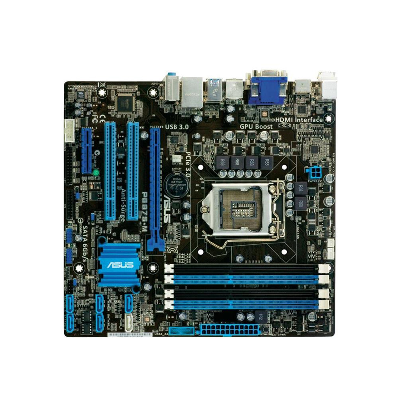 P8B75-M ASUS Socket LGA 1155 Intel B75 Chipset Core i7 / i5 / i3 / Pentium  / Celeron Processors Support DDR3 4x DIMM 5x SATA 3.0Gb/s Micro-ATX Motherb