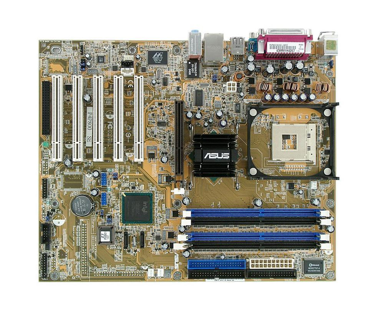 P4P800-SE-CAY ASUS Socket 478 Intel 865PE Chipset Intel Pentium 4/ Celeron  Processors Support DDR 4x DIMM 2x SATA 1.50Gb/s ATX Motherboard (Refurbishe