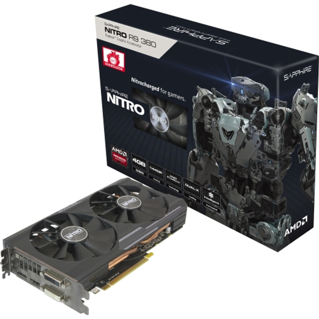 11242-07-20G Sapphire Radeon R9 380 Nitro 4GB GDDR5 HDMI / DisplayPort Dual  DVI PCI-Express 3.0 Video Graphics Card