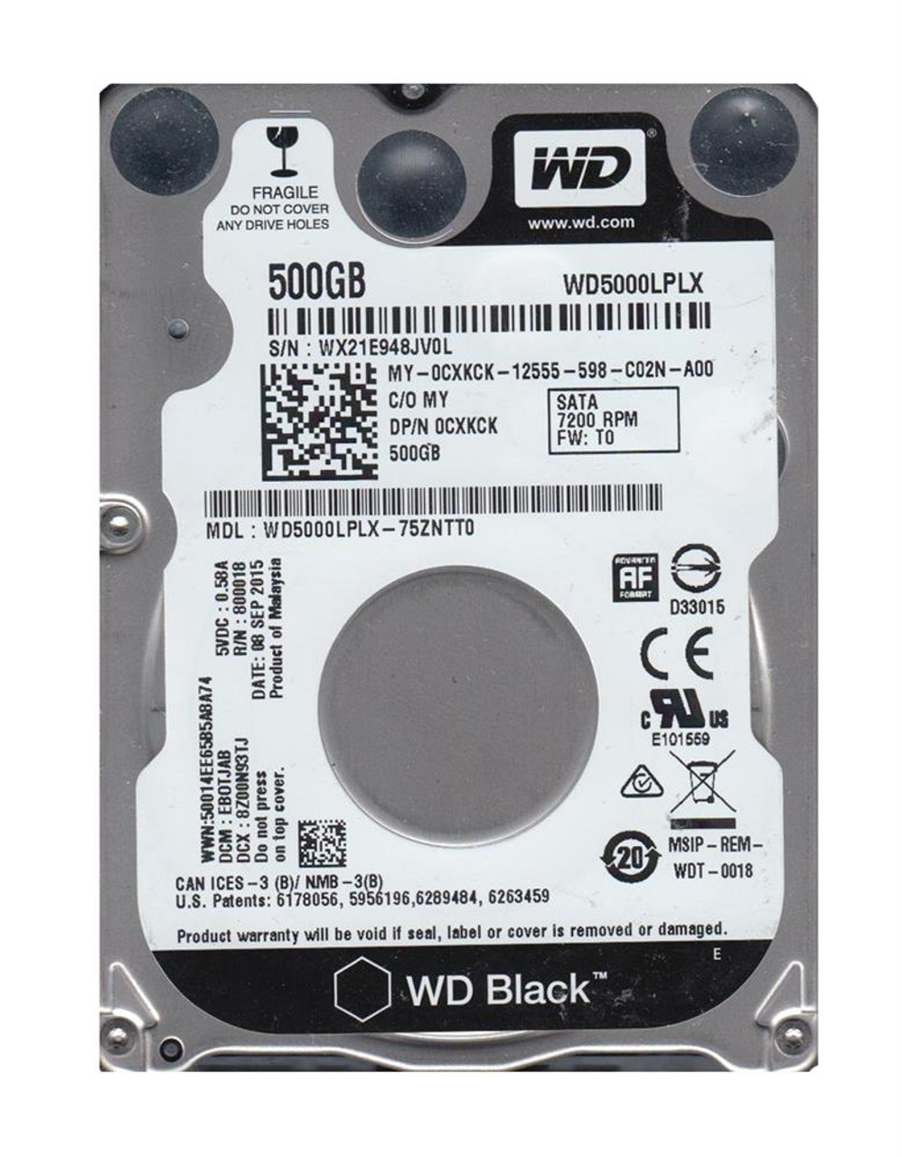 WD5000LPVX-75ZNTT0 Western Digital SATA 6.0 Gbps 500GB Hard Drive