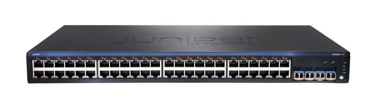 EX2200-48P-4G-RF Juniper EX2200-48P-4G Ethernet Switch - 48 Ports -  Manageable - Gigabit Ethernet - 1000Base-X 10/100/1000Base-T - Refurbished  - 2 La