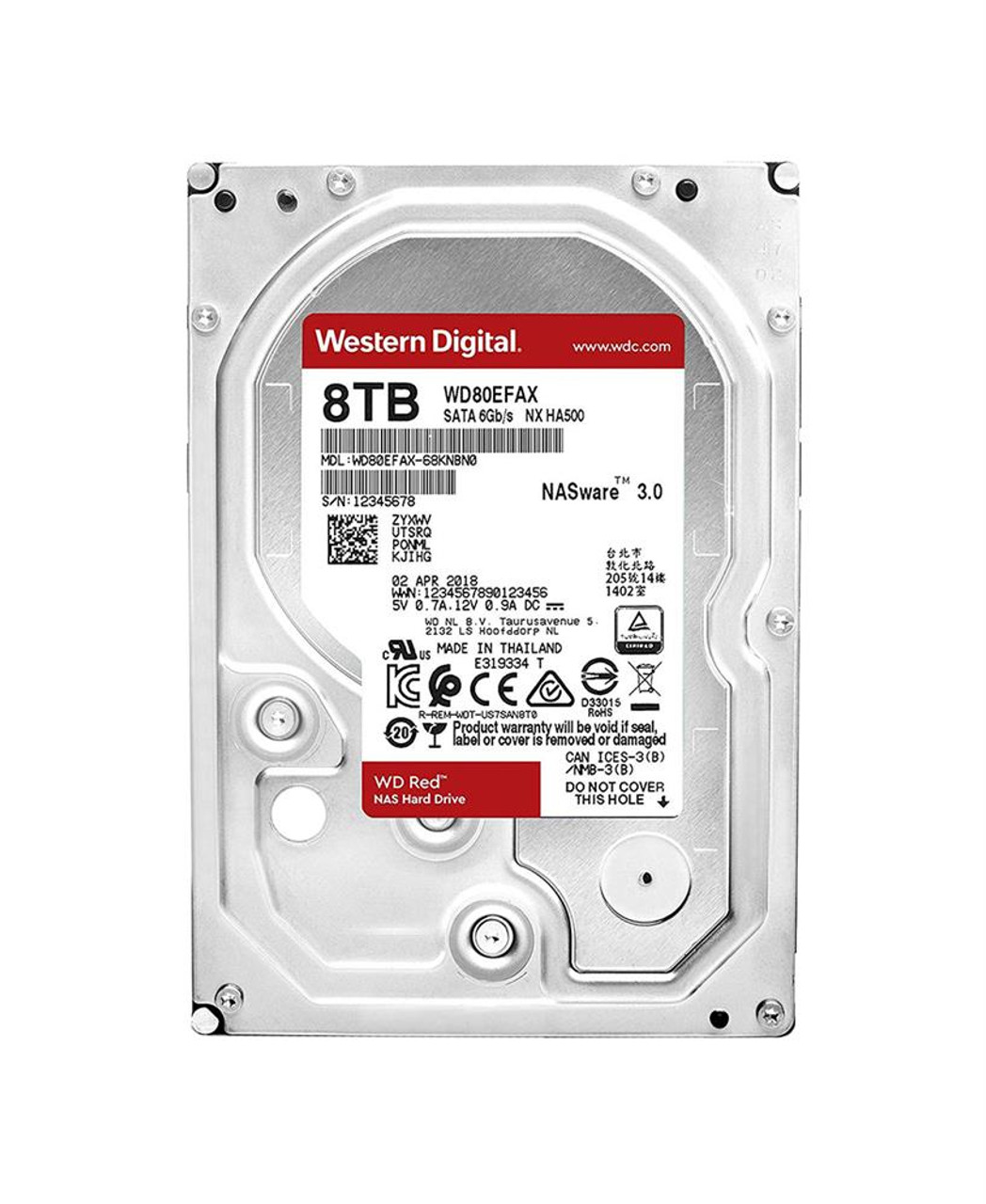 WD80EFAX Western Digital 8TB 5400RPM SATA 6.0 Gbps 3.5 256MB Cache Red NAS  Hard Drive