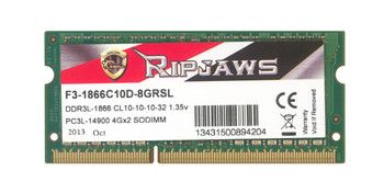 F3-1866C10D-8GRSL G Skill 8GB (2x4GB) DDR3 SoDimm Non ECC PC3-14900 1866Mhz Memory