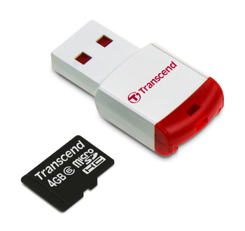 TS4GUSDHC2-P3 Transcend 4GB Class 2 microSDHC Flash Memory Card with P3 Card Reader