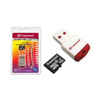 TS4GUSDHC6-P3 Transcend 4GB Class 6 microSDHC Flash Memory Card with P3 Card Reader