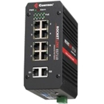 32049-4 Comtrol RocketLinx ES7110-VB Unmanaged 10-Ports PoE 802.3af industrial Ethernet Switch with 12/24VDC voltage boost (Refurbished)