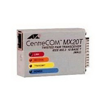 AT-MX20T Allied Telesis CentreCOM MX20T 10Mbps IEEE 802.3 Twisted Pair RJ-45 Connector AUI micro Transceiver Module