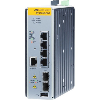 AT-IE200-6FT-80 Allied Telesis Ethernet Switch 4 Network 2 Expansion Slot Manageable Optical Fiber Twisted Pair Modular 2 Layer Supported Wall Mount