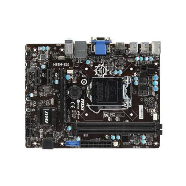 H81M-E34 MSI LGA1150 Intel H81 DDR3 SATA3&USB3.0 A&gbe Motherboard (Refurbished)