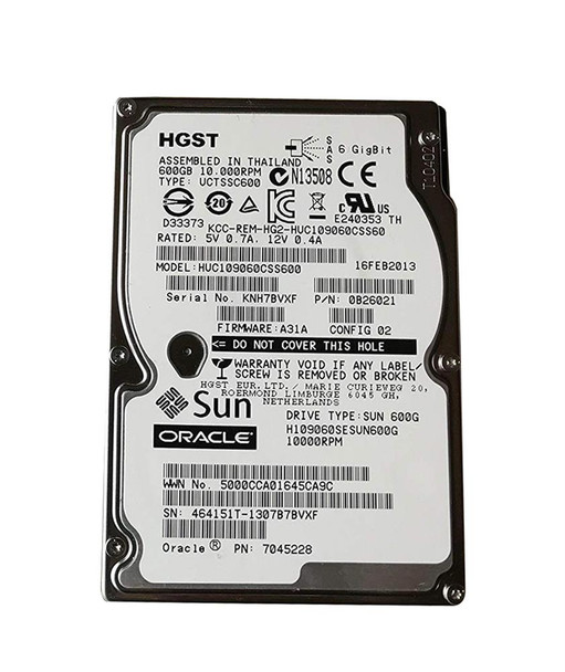 H109060SESUN600G Sun 600GB 10000RPM SAS 6Gbps 64MB Cache 2.5-inch Internal Hard Drive