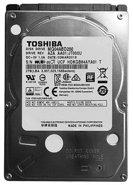 MQ04ABD200 Toshiba 2TB 5400RPM SATA 6.0 Gbps 2.5" 128MB Drive
