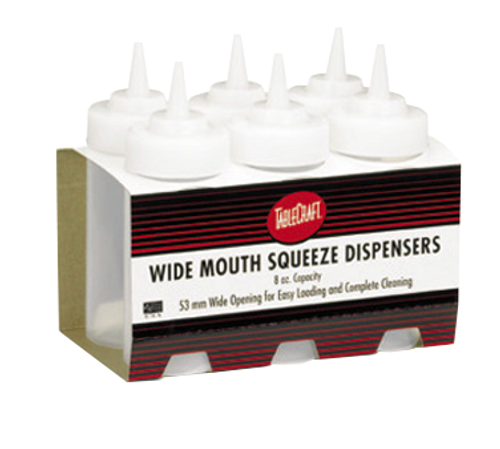 8oz/53mm Wide Mouth Squeeze Bottle, Dishwasher Safe, NSF (6/pk)