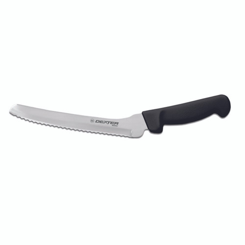 Basics® (31606B) Sandwich Knife, 8", scalloped edge, offset, stain-free, high-carbon steel, textured, polypropylene black handle, NSF Certified