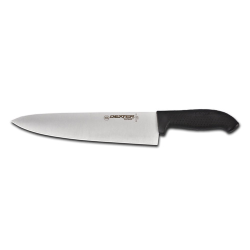 SofGrip (24163B) Chef's/Cook's Knife, 10", stain-free, high-carbon steel, non-slip, black, soft rubber grip handle, NSF Certified, Made in USA (1 each)