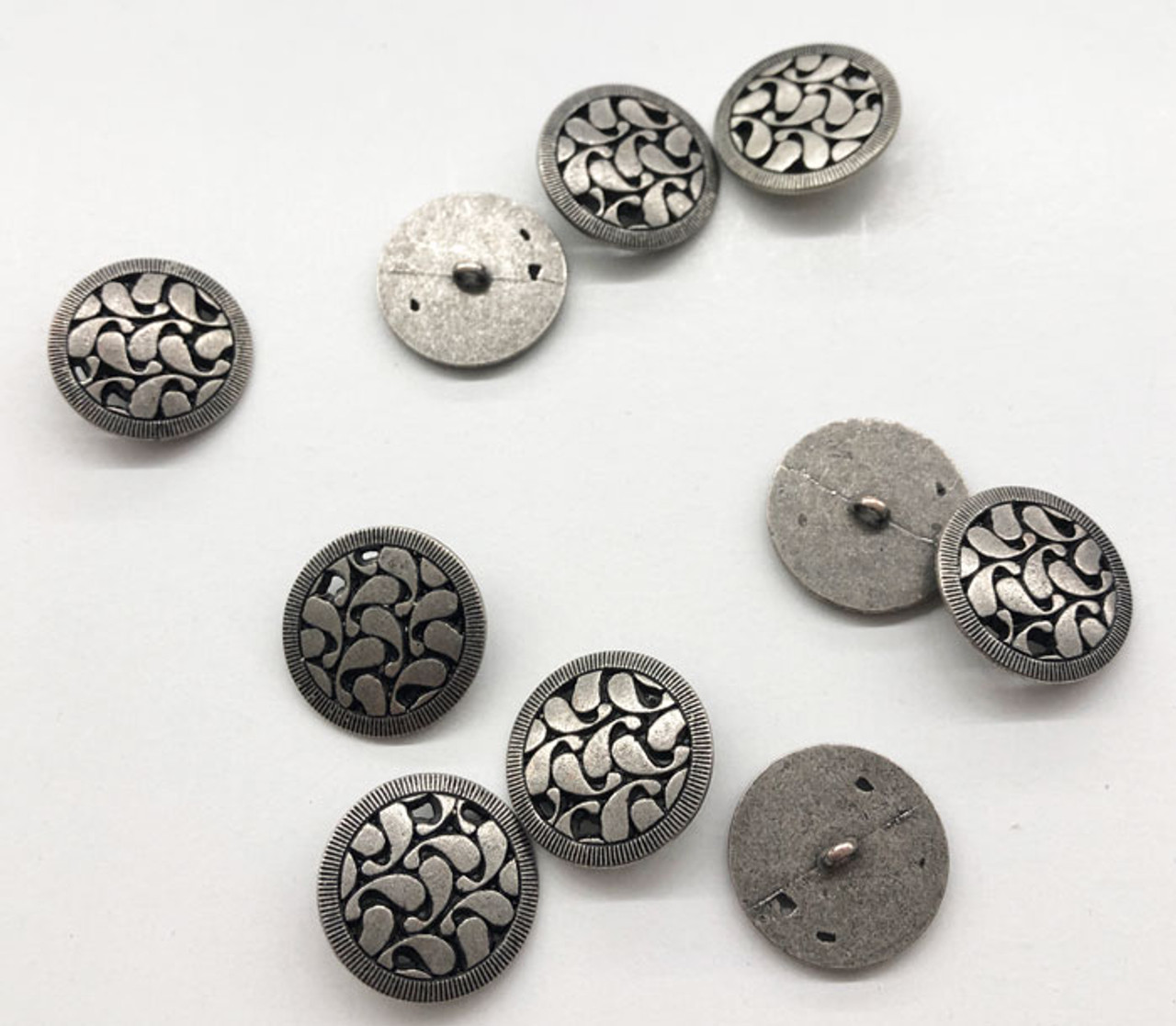 Pewter Gray Stylized Metal Shank Buttons - The Sewing Place