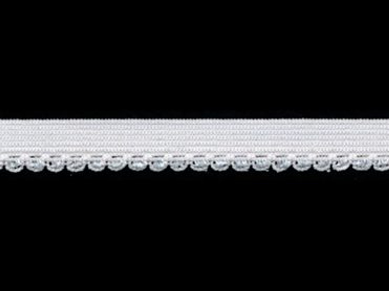 White Picot (scalloped) strap elastic for Bras 3/8 (10mm) 90577 - Per  Meter