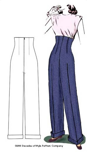 Ameri　BELT WAIST PANTS 1940's Arch Waist Blue Jeans |