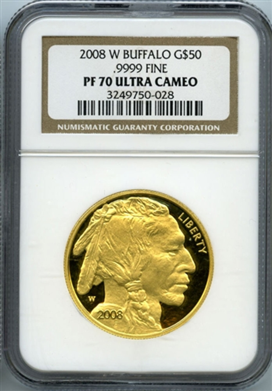 2008-W $50 gold buffalo ngc pf70