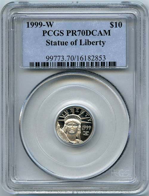 1999-W $10 platinum eagle pcgs pr70