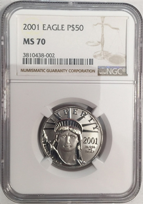 2001 $50 platinum eagle ngc ms70