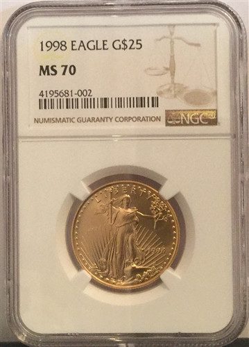 1998 $25 gold eagle ngc ms70