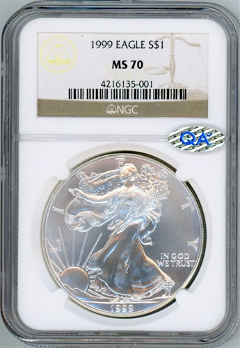 1999 $1 silver eagle ngc ms70