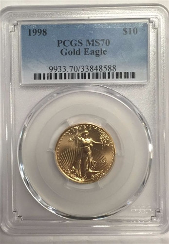 1998 $10 gold eagle pcgs ms70