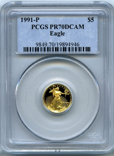 1991-P $5 gold eagle pcgs pr70 1991-P $5 gold eagle pcgs pr70