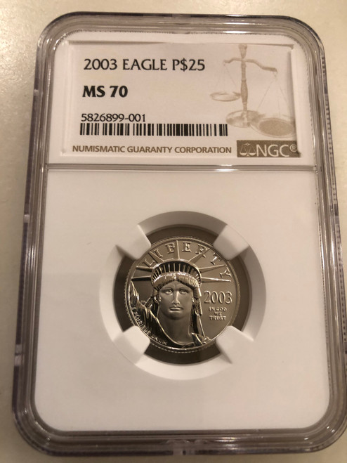 2003 $25 platinum eagle ngc ms70