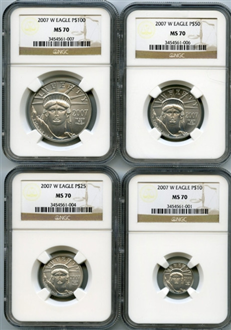 2007-W 4-coin platinum eagle set ngc ms70 2007-W 4-coin platinum eagle set ngc ms70