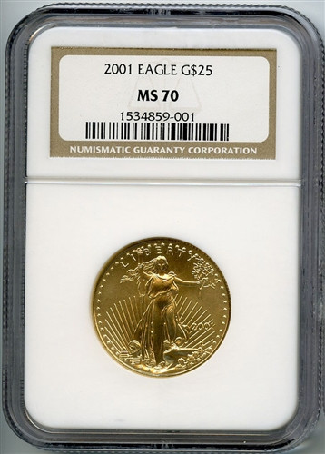 2001 $25 gold eagle ngc ms70