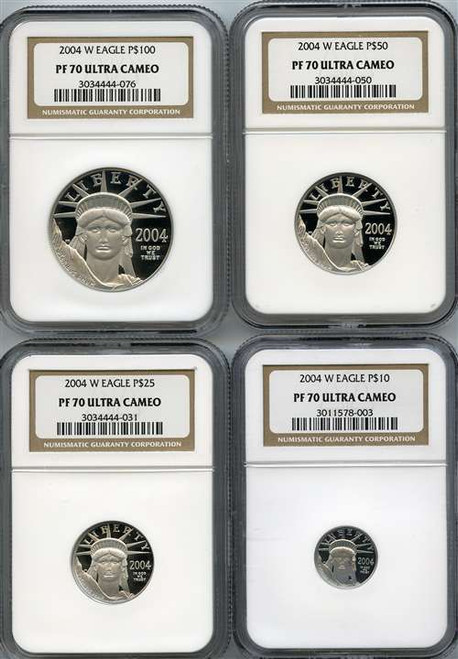 2004-W 4-coin platinum eagle set ngc pf70 2004-W 4-coin platinum eagle set ngc pf70