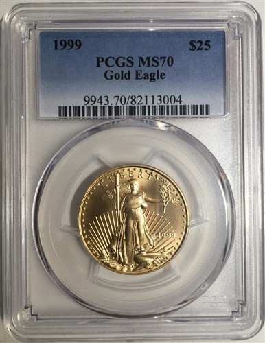 1999 $25 gold eagle pcgs ms70