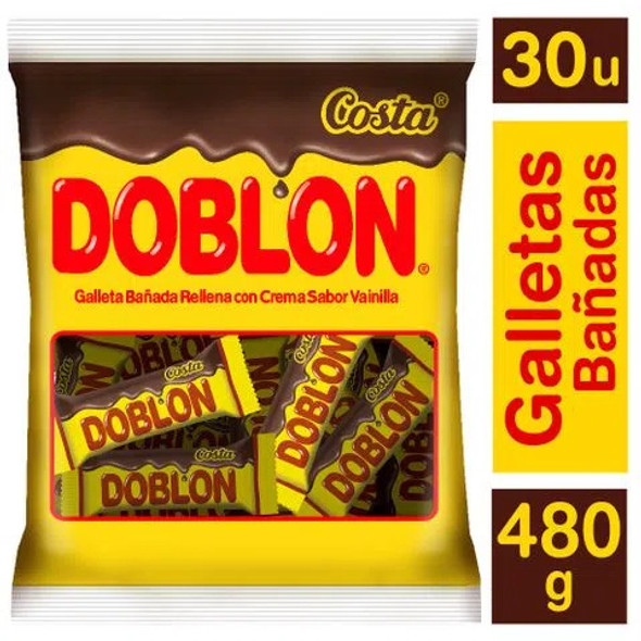 Costa Doblon Galletas con Relleno Sabor Vainilla, 480 g / 16.93 oz (30 unidades)