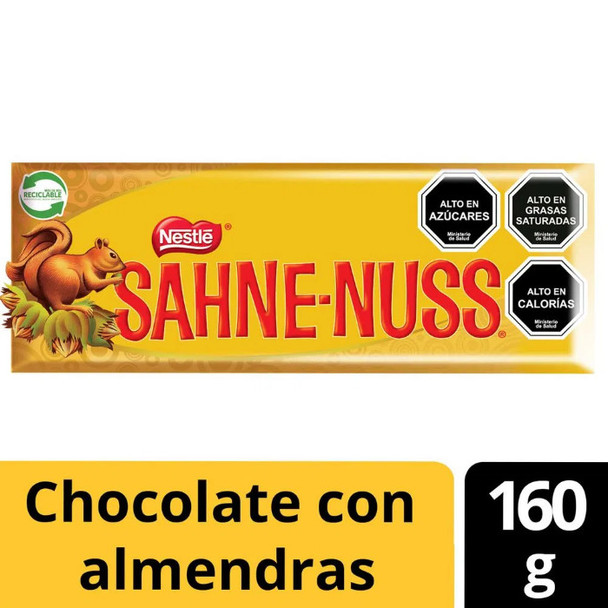 Nestlé Sahne Nuss Chocolate de Leche con Almendras Enteras, 160 g / 5.64 oz