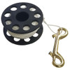 3" Finger Spool with 100FT. #24 White Braided Polyester Dacron Reel Line and 4" Double End Marine Grade Brass Bolt Snap
