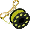 3" Finger Spool with 100FT. #24 Yellow Braided Polyester Dacron Reel Line and 4" Double End Marine Grade Brass Bolt Snap