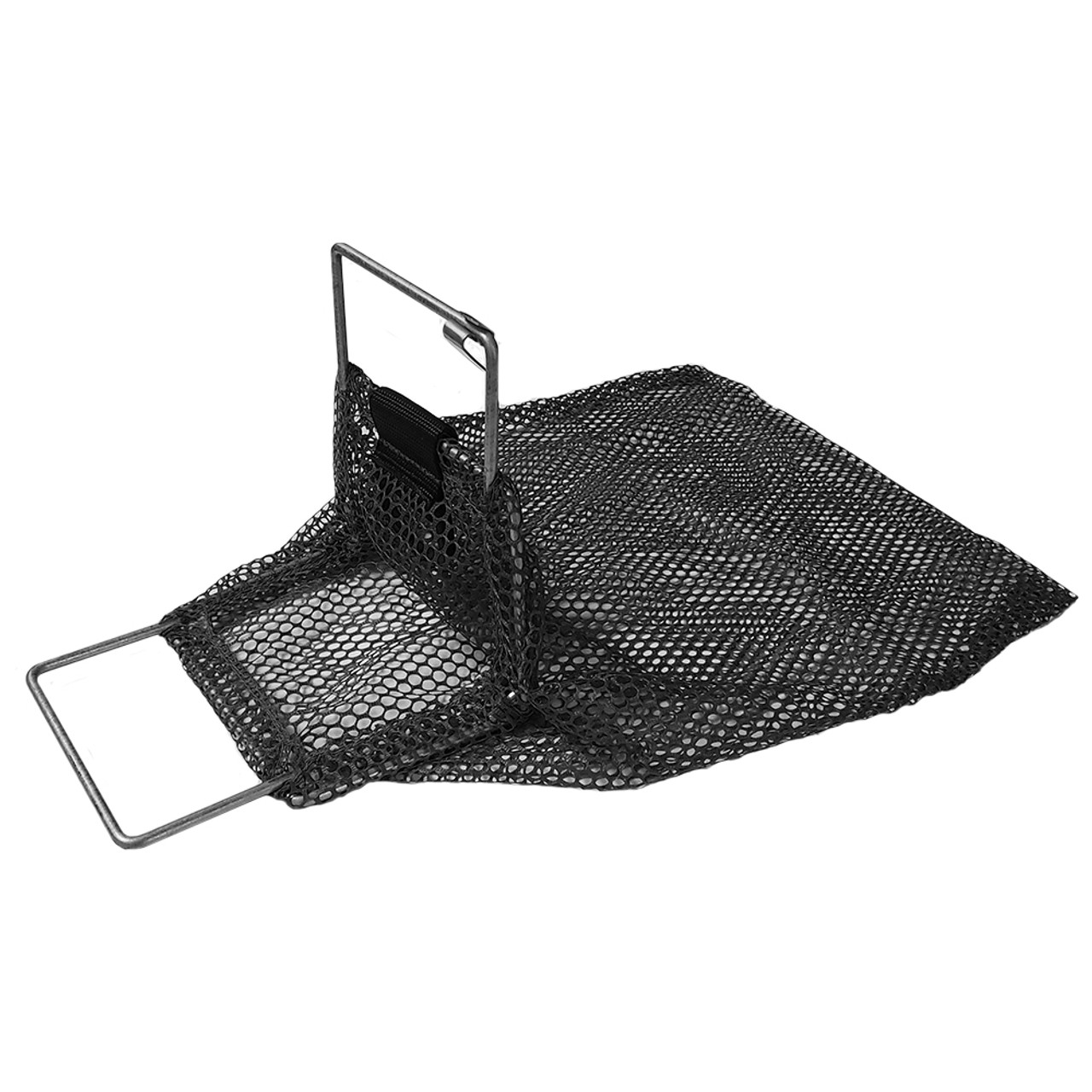 Mini Galvanized Wire Handle Mesh Catch Bag with D-Ring, Approx. 10x15 (5x7 Opening), Black