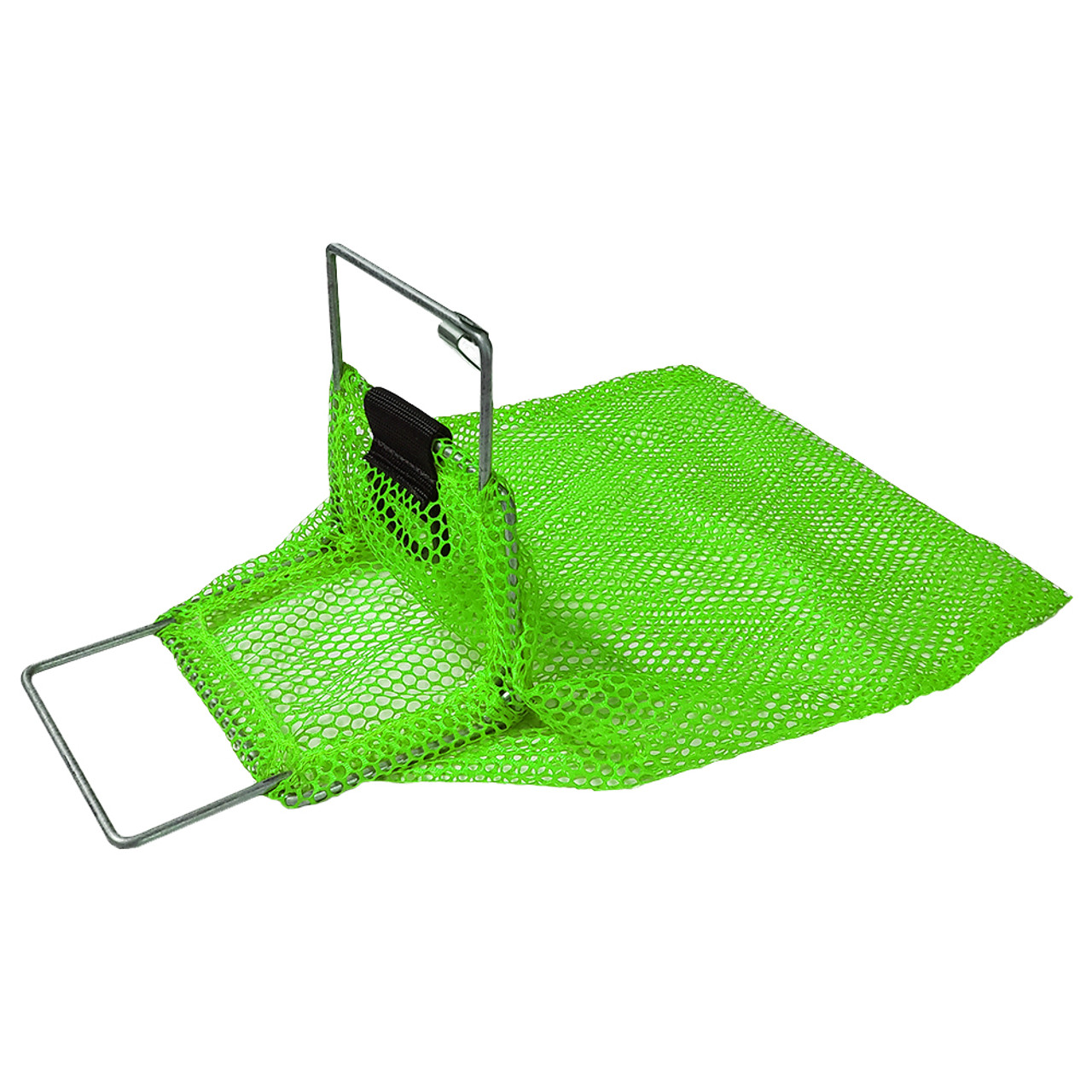 Mini Galvanized Wire Handle Mesh Catch Bag with D-Ring, Approx. 10x15 (5x7 Opening), Green