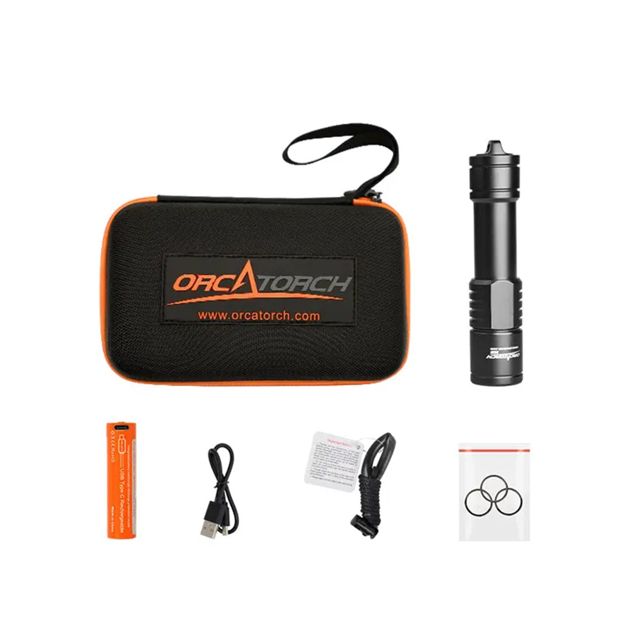 OrcaTorch D520 palm-sized dive light with rotary switch, 1000 lumens, hard-anodized aluminum, waterproof to 490FT (150m)