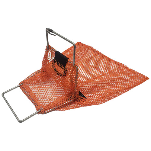 JCS 10x16 Mini Galvanized Wire Handle Mesh Catch Bag, durable nylon mesh, corrosion-resistant wire handle, secure fastening system, lightweight design