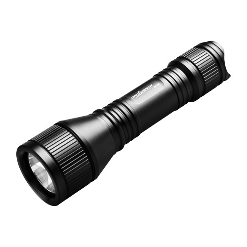 OrcaTorch D550 dive light showing magnetic tail switch, compact body, USB-C battery and wrist strap OrcaTorch D550 dive light showing magnetic tail switch, compact body, USB-C battery and wrist strap