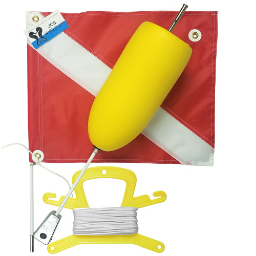 Orange Caps Foam Dive Float and 14x18 Nylon Dive Flag with Wire Stiffener 