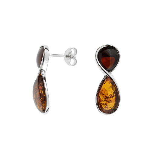 Multi-color Baltic Amber Earrings in Sterling Silver