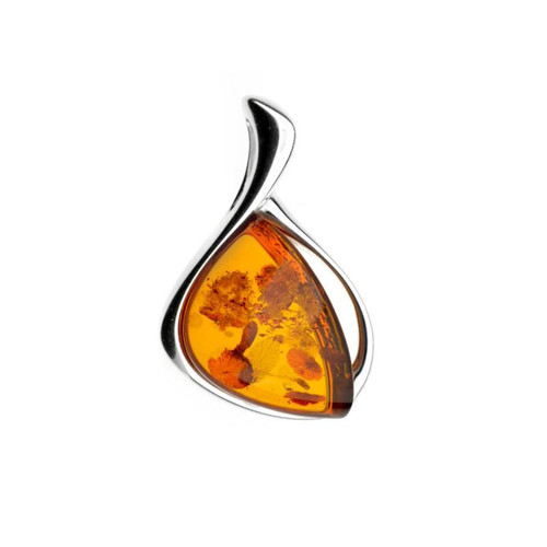 Pendant with Cognac Color Baltic Amber in Sterling Silver